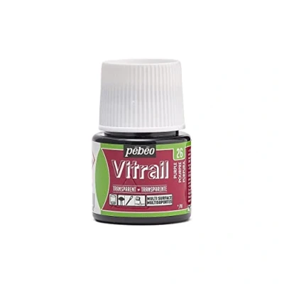 Image of Pebeo Vitrail Stained Glass Effect Paint 45 Milliliter Bottle, Purple,Purple