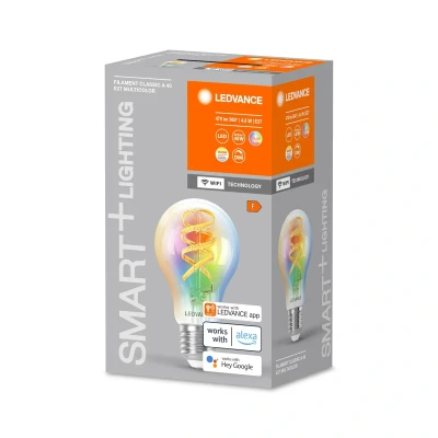 Image of LEDVANCE SMART+ WiFi E27 4.8W Classic clear RGB