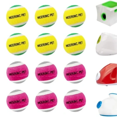 Image of HOCTRAKA X Small Dog Tennis Balls Toys Ball Interior Bell 1.5&quot; Pack of 12, Fit Launchers