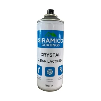 Image of SIRAMICO COATINGS Crystal Clear Lacquer 400ml Satin Finish Interior &amp; Exterior Surfaces for Wood, Metal, Plastics, Glass Ceramics