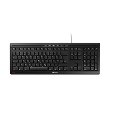 Image of CHERRY STREAM Keyboard, Wired German Layout (QWERTZ), Whisper Quiet Keystrokes, Unique Typing Experience, Flat Design, Black