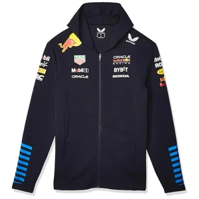 Image of Red Bull Racing Formula One Team Official 2024 1 Merchandise Replica Full Zip Sweatshirt Hoody Night Sky Unisex (UK, Alpha, XL, Regular, Sky)
