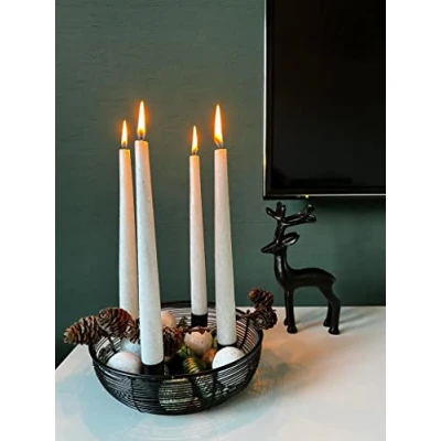 Image of Brandsseller Advent Wreath Diameter 20.5 cm Christmas Candle Holder Basket Decoration Metal Black