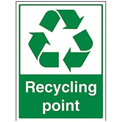 Image of V Safety Recycling Point Sign 300mm x 400mm 1mm Rigid Plastic