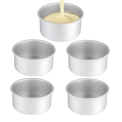 Image of XZJMY 5Pack 5 Inch Cake pan, Mini Round Aluminum Used for Family Gatherings to Bake Pizza, Quiche