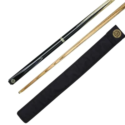 Image of BCE Unisex Bsp 2 Piece Ash Snooker Pool Cue 145cm with 9 5mm tip, black butt/ natural wood shaft, 57 UK