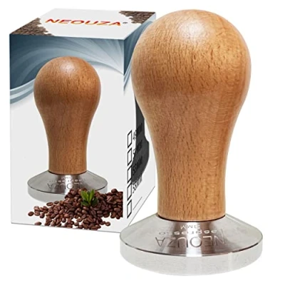 Image of NEOUZA Coffee Machine Espresso Tamper 51mm Barista Powder Bean Press Wooden Handle 304 Stainless Steel Flat Base,Fit for Delonghi EC680/EC685 Portafilter