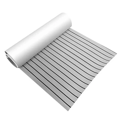 Image of Boat Decking Flooring, Self Adhesive Non Slip EVA Foam Sheet Flooring Marine Mat Synthetic Teak Wood for Yacht Marine, 94x35.4x0.24in, Light Gray