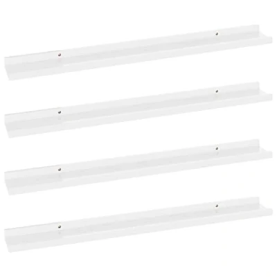 Image of vidaXL Wall Mounted Shelves, Set of 4, Durable MDF Construction, High Gloss White Finish, Modern Design Ideal for Living Room, Bedroom, Office