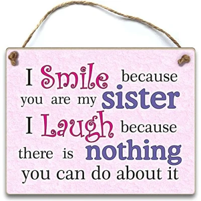 Image of HmHome I smile because you are my Sister Hanging Plaque Gift Birthday Christmas