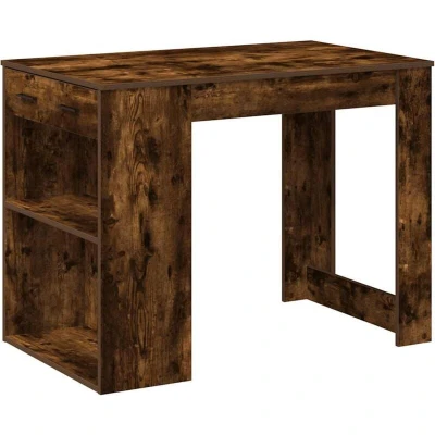 Image of vidaXL Desk with Drawer and Shelf Smoked Oak 102x62x77.5 cm Engineered Wood