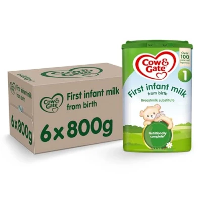 Image of Cow &amp; Gate 1 First Infant Baby Milk Powder Formula, from Birth, 800g (Pack of 6)