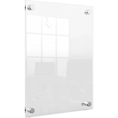 Image of Nobo A4 Acrylic Wall Mounted Poster Frame, Frameless, Through Corner Fixing, Portrait/Landscape, Premium Plus, Clear, 1915591