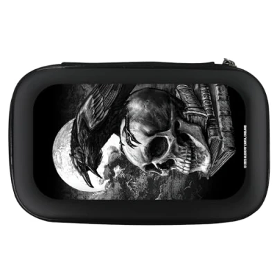 Image of Officially Licensed Alchemy Darts Case Gothic Horror Design Storage Wallet (Raven Skull)