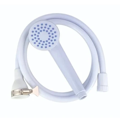 Image of Blue Canyon Solo Plus Shower Head Spray Max. Tap Size 2 cm Premium Attachment for Bath Taps Push on Fitting Suitable Round &amp; Oval Bathroom 1.2 Meters (White)