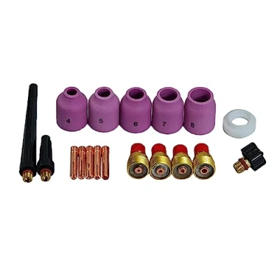 Image of RIVERWELD TIG Gas Lens Collets Bodies Alumina Nozzle Gasket Cup Back Caps Kit Fit PTA DB SR WP 9 20 25 Welding Torch 18pcs
