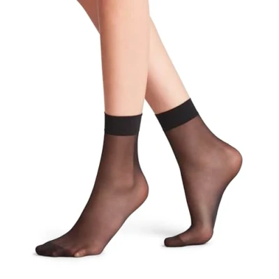 Image of 1 Pair Black Seidenglatt 15 Denier Transparent Shining Ankle Highs Ladies 5.5 8 Falke