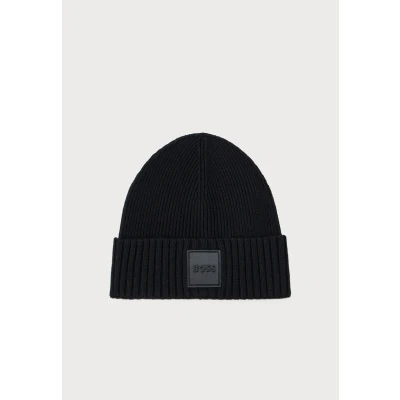 Image of BOSS Flavio Unisex Beanie, Size: One Size, Black