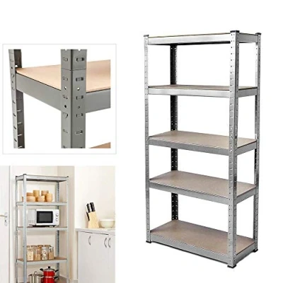 Image of 150 x 70 30cm Garage Shelving Units, Heavy Duty 5 Tier Metal Storage Racking Utility with MDF Shelves, 875kg Capacity / 175KG Per Shelf, Boltless Assembly Year Warranty (Galvanised)