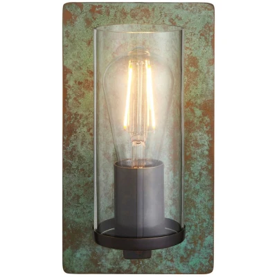 Image of Palermo Wall Lamp Verdigris Bronze Plate, Clear Glass