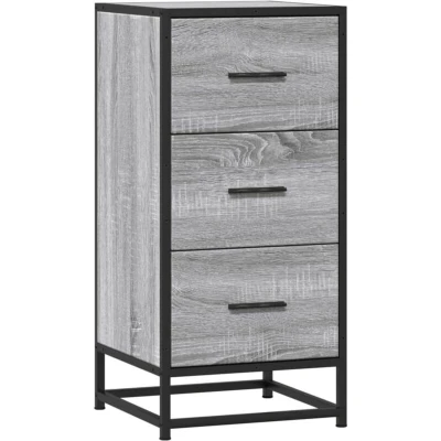 Image of vidaXL Sonoma Grey Sideboard, 35.5 x 35 76 cm, Particle Board and Metal, Sideboard with Door, Living Room Furniture, Dining Room, Kitchen