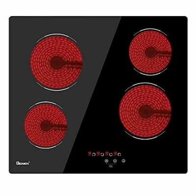 Image of GIONIEN Ceramic Hob 60cm Electric Cooktop Burner, Built in Black Glass Cooker with 4 Cooking Zones GCE460TC