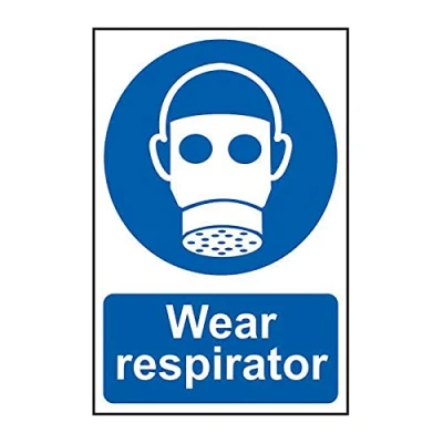 Image of Wear Respirator Sign Mandatory Health &amp; Safety Self Adhesive PVC 200mm x 300mm