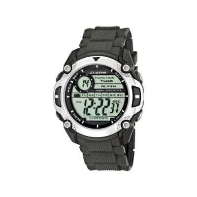 Image of Calypso Men&#039;s Digital Watch with LCD Dial Display and Black Plastic Strap K5577/1