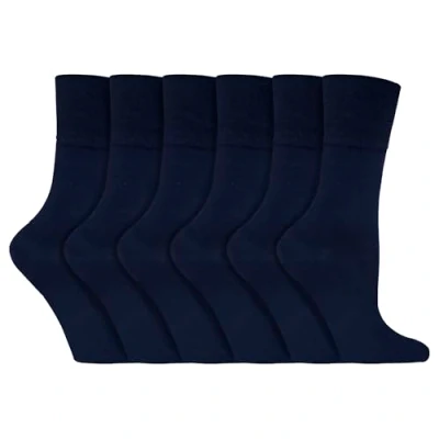 Image of Gentle Grip 6 Pairs of Ladies Diabetic Sock with Honey Comb Top and Hand linked Toe Seams 4 8 UK 37 42 Eur (Blues 37)
