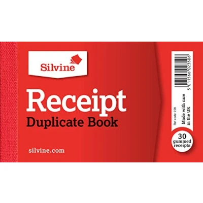 Image of Silvine Duplicate Cash Receipt Book 30 Receipts per Book, Gummed (63 x 105mm)