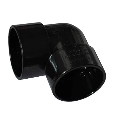Image of Solvent Black 32mm (36mm) Waste Pipe 90 Degree Knuckle Bend Pack of 2
