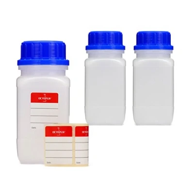 Image of Octopus 3 x 250 ml wide mouth bottles with screw top, chemical bottle, laboratory bottle
