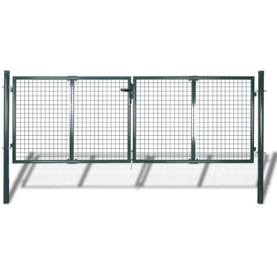 Image of vidaXL Fence Gate Steel 306x150 cm Green