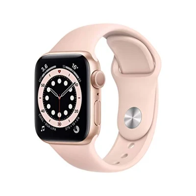 Image of Apple Watch Series 6 (GPS, 40mm) Gold Aluminium Case with Pink Sand Sport Band (Renewed)