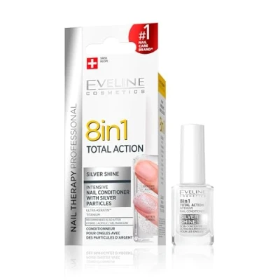 Image of EVELINE 8 IN 1 TOTAL ACTION INTENSIVE NAIL CONDITIONER SILVER SHINE 12ml E K018