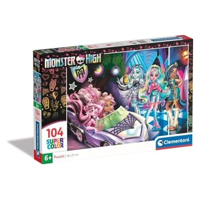 Image of Clementoni Jigsaw Puzzle Monster High 104 Pieces Supercolor For Children 6 8 Years, Cartoon, Gift Boy/Girls, Kids, Made In Italy, 25783