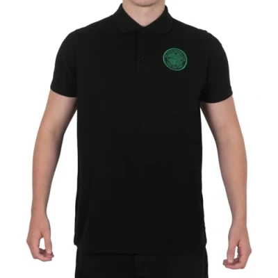Image of Celtic FC Official Football Gift Mens Single Crest Polo Shirt Black Medium