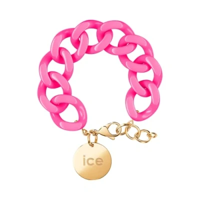 Image of ICE Jewellery chain bracelet Neon pink gold Chunky for women in colour with a medal (020927)