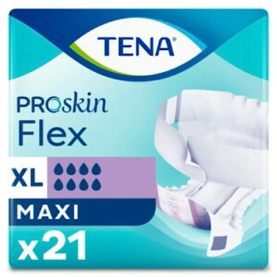 Image of TENA ProSkin Flex Maxi Size Extra Large 8 Drops High Absorbency All in one Slips 3 Pack of 21