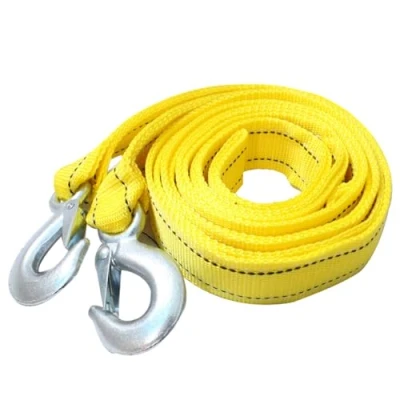Image of Fulenyi Tow Rope with Hooks Yellow Truck Straps for Car Truck, Towing Vehicles in Roadside, Recovery Strap,