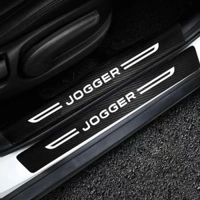 Image of 4Pcs Car Door Sill Protector Threshold Scuff Plate for DACIA JOGGER, Carbon Fiber Kick Plates Automobile Welcome Pedal Decorative Strips