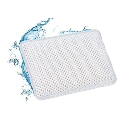 Image of Relaxdays Bath Pillow, Nonslip Head Support With 8 Suction Cups, Wellness, Tub Bolster For The Neck, White, foam, plastic, Pack of 1