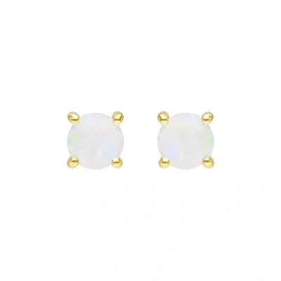 Image of Ivy Gems 9ct Yellow Gold Small Four Claw Opal Stud Earrings