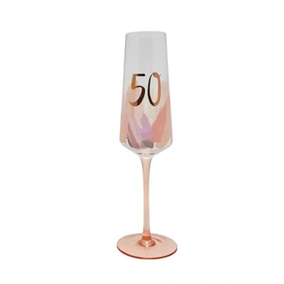 Image of Widdop and Co Celebrations Hotchpotch 50th Birthday Luxe Brushstroke Champagne/Prosecco Flute Drinking Glass Premium Kitchenware, Gifting &amp; Homeware Boxed Ready to Gift.