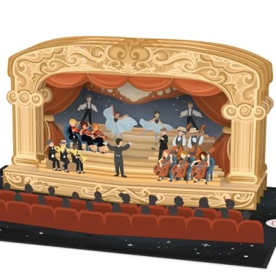 Image of papercrush® Pop Up Card Musical Theatre Gift Voucher, Cash for Opera, Ballet or Concert Visit, Packaging Entrance Ticket, Birthday Anniversary Lovers, Musicians