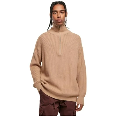 Image of Urban Classics Men&#039;s Oversized Knitted Troyer Sweatshirt, Union Beige, XXL