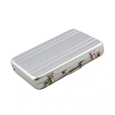 Image of ausuky Mini Suitcase Briefcase Card Holder Gift Box, Silver