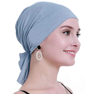 Image of osvyo Bamboo Chemo Headscarf for Women Hair Loss Cancer Slip On Headwear Turbans Hats caps Sealed Packaging Light Sky Blue