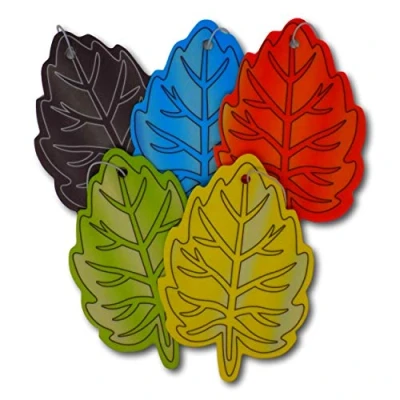 Image of EPOSGEAR 5 Pack Assorted Leaf Design Car Air Fresheners Scent Variety With Elastic Hanging Loop