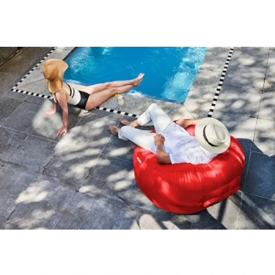 Image of Fatboy® Blow up Chair Lamzac O Sofa for Adults &amp; Kids Inflatable 110 x 103 62 cm No pump needed In Outdoor Use, Red